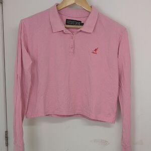 KANGOL PINK CROPPED POLO TOP DE SIZE LARGE